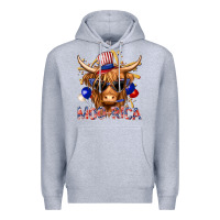 Heather Grey moorica with cow billie wilder Premium Hoodie - texasbilliewilder
