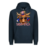 Navy moorica with cow billie wilder Premium Hoodie - texasbilliewilder
