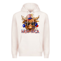 Pale Pink moorica with cow billie wilder Premium Hoodie - texasbilliewilder