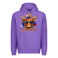 Purple moorica with cow billie wilder Premium Hoodie - texasbilliewilder