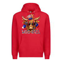 Red moorica with cow billie wilder Premium Hoodie - texasbilliewilder