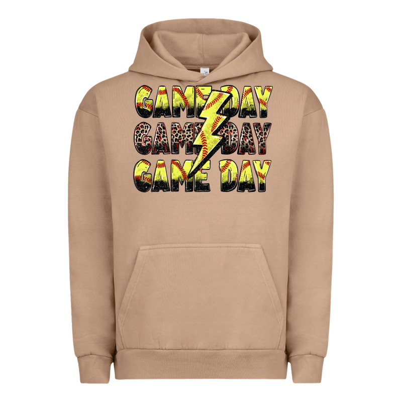 Game Day Game Day Softball Lightning Bolt Urban Hoodie by Zillion Design Studio | Teevron