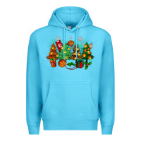 Ocean Blue christmas trees with basketball Premium Hoodie - Zillion Design Studio
