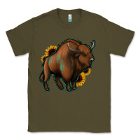 Army Green Western  Bison Classic Tee - Jasminsmagicworld