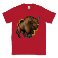 Red Western  Bison Classic Tee - Jasminsmagicworld