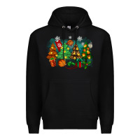 Black christmas trees with basketball Premium Hoodie - Zillion Design Studio