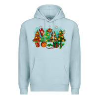 Blue Mist christmas trees with basketball Premium Hoodie - Zillion Design Studio