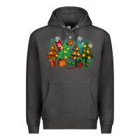 Charcoal Heather christmas trees with basketball Premium Hoodie - Zillion Design Studio