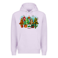 Lilac christmas trees with basketball Premium Hoodie - Zillion Design Studio