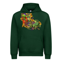 Forest Green Louisiana Map With Mardi Gras Crocodile Urban Hoodie - RanaPortraitStore