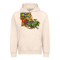 Sandshell Louisiana Map With Mardi Gras Crocodile Urban Hoodie - RanaPortraitStore