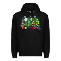 Black christmas trees with tennis Premium Hoodie - Zillion Design Studio