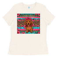 Bone dachshund puppy floral Ladies Tee - Artiststas