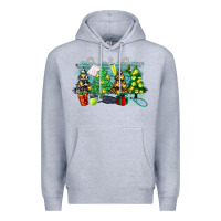 Heather Grey christmas trees with tennis Premium Hoodie - Zillion Design Studio