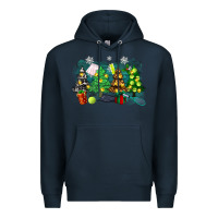 Navy christmas trees with tennis Premium Hoodie - Zillion Design Studio