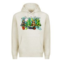 Oatmeal Heather christmas trees with tennis Premium Hoodie - Zillion Design Studio