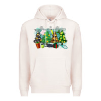Pale Pink christmas trees with tennis Premium Hoodie - Zillion Design Studio