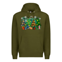 Army Green christmas trees with hockey Premium Hoodie - Zillion Design Studio