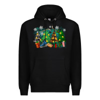 Black christmas trees with hockey Premium Hoodie - Zillion Design Studio