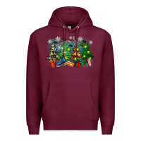 Burgundy christmas trees with hockey Premium Hoodie - Zillion Design Studio