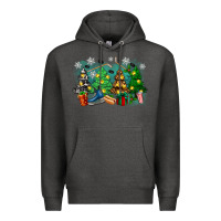 Charcoal Heather christmas trees with hockey Premium Hoodie - Zillion Design Studio