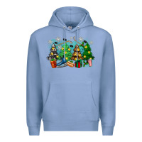 Colony Blue christmas trees with hockey Premium Hoodie - Zillion Design Studio