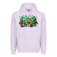Lilac christmas trees with hockey Premium Hoodie - Zillion Design Studio