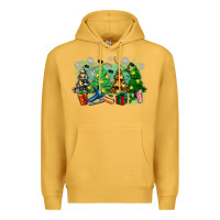 Mustard christmas trees with hockey Premium Hoodie - Zillion Design Studio
