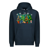 Navy christmas trees with hockey Premium Hoodie - Zillion Design Studio