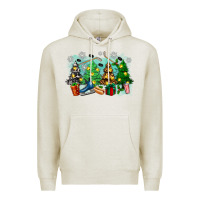 Oatmeal Heather christmas trees with hockey Premium Hoodie - Zillion Design Studio