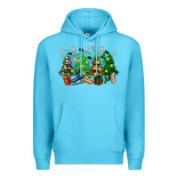 Ocean Blue christmas trees with hockey Premium Hoodie - Zillion Design Studio