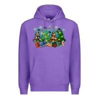 Purple christmas trees with hockey Premium Hoodie - Zillion Design Studio