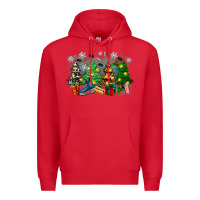 Red christmas trees with hockey Premium Hoodie - Zillion Design Studio