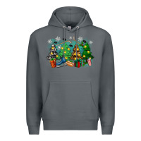 Rock christmas trees with hockey Premium Hoodie - Zillion Design Studio