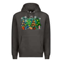 Smoke christmas trees with hockey Premium Hoodie - Zillion Design Studio
