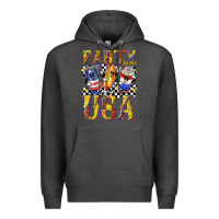 Charcoal Heather party in the usa with leopard Premium Hoodie - texasbilliewilder