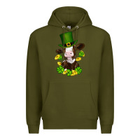 Army Green st patricks day cow Premium Hoodie - RanaPortraitStore