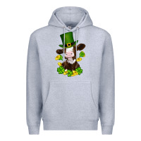 Heather Grey st patricks day cow Premium Hoodie - RanaPortraitStore