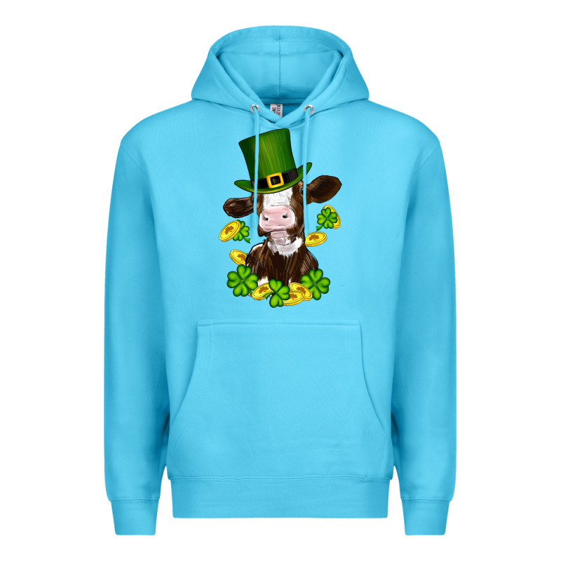 St Patricks Day Cow Premium Hoodie by RanaPortraitStore | Teevron