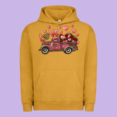 Urban Hoodie Love Truck With Roses And Leopard