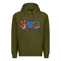 Army Green peace love america billie wilder Premium Hoodie - texasbilliewilder