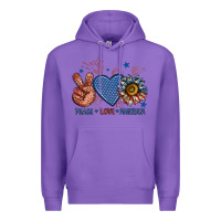 Purple peace love america billie wilder Premium Hoodie - texasbilliewilder
