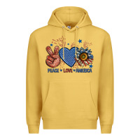 Antique Gold peace love america billie wilder Premium Hoodie - texasbilliewilder