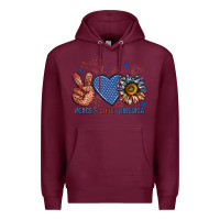 Burgundy peace love america billie wilder Premium Hoodie - texasbilliewilder