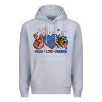 Heather Grey peace love america billie wilder Premium Hoodie - texasbilliewilder