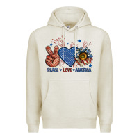 Oatmeal Heather peace love america billie wilder Premium Hoodie - texasbilliewilder