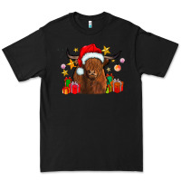 Black festive highland cow Premium Tee - CowhideDigitalArt