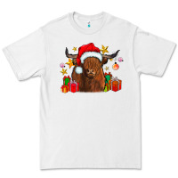 White festive highland cow Premium Tee - CowhideDigitalArt