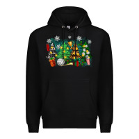Black christmas trees with volleyball Premium Hoodie - Zillion Design Studio
