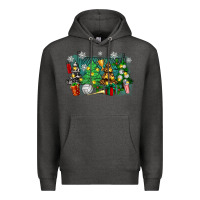 Charcoal Heather christmas trees with volleyball Premium Hoodie - Zillion Design Studio